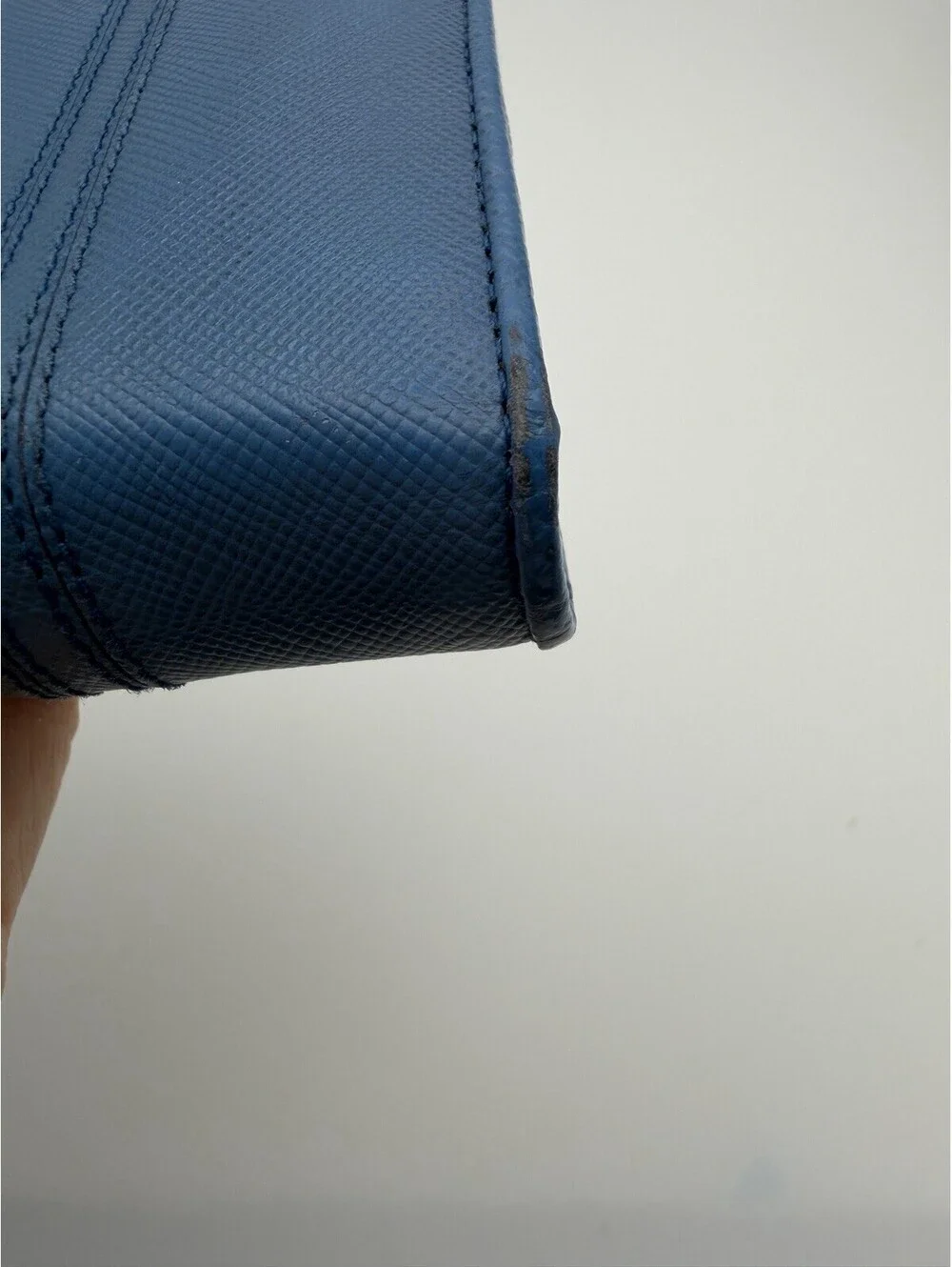 Authentic PRADA Blue Saffiano Leather Women Long Wallet Bow COA